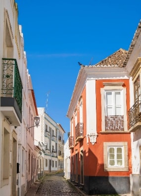 Cobblestone streets of Tavira historic centre, Algarve