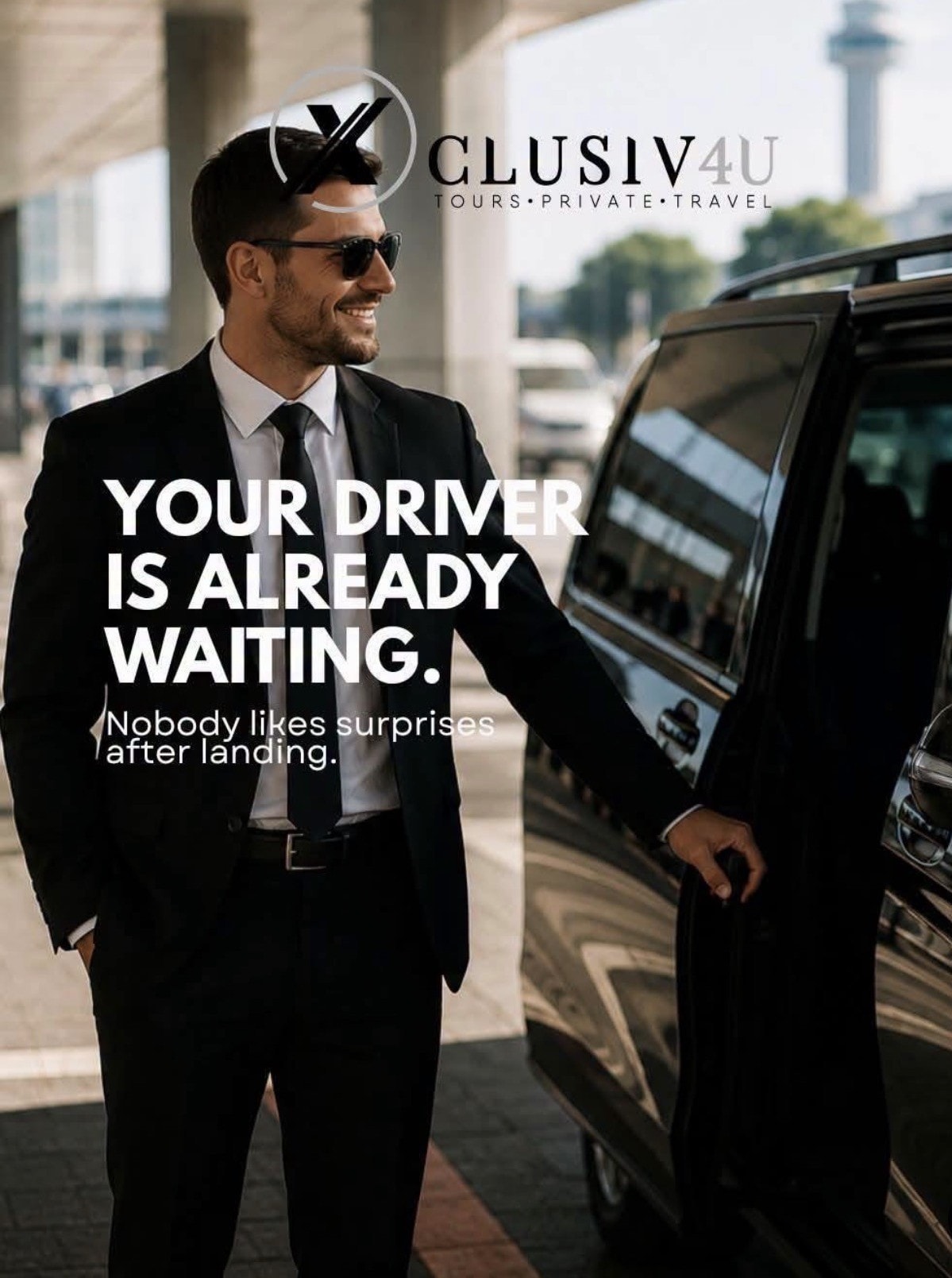 Professional driver waiting at the vehicle